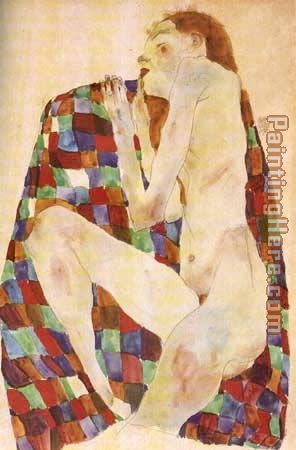 Sleeping girl painting - Egon Schiele Sleeping girl art painting